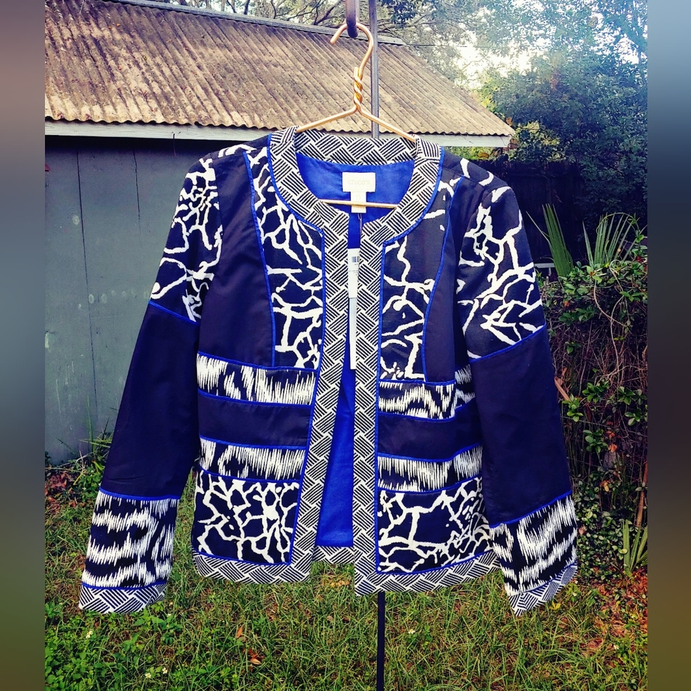 Chico's Size 0 Black/Blue Jacket